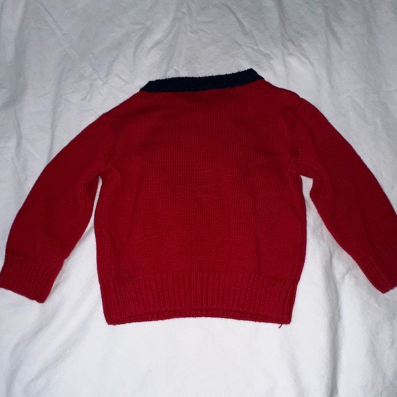 Gymboree ~ Red Trimmed with Navy Sweater with an Appliqué Train ~ 18-24 Months - Picture 4 of 4
